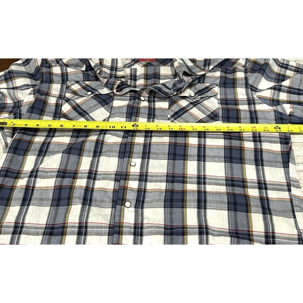 Wrangler Jeans Co. Red Western Plaid Shirt Long Sleeve PearlSnap Button Up XL - Picture 6 of 9